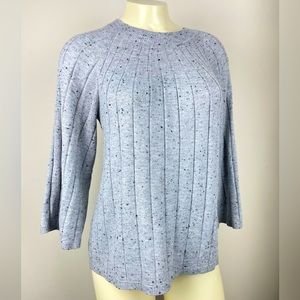 Loft Grey with Speckled Black Wide Sleeve Ribbed Sweater